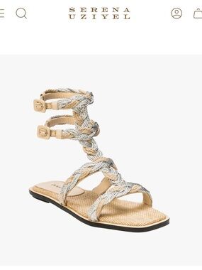 Serena Uziyel natural and silver gladiator sandals size France 38